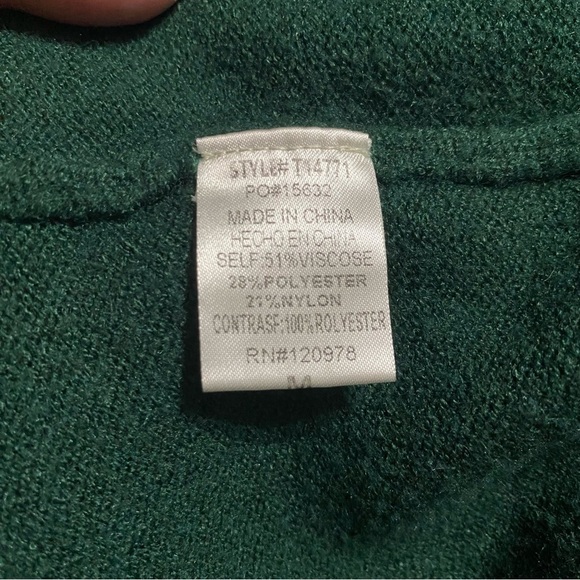 Entro Green Pom Embroidered Sheer Sleeev Soft Sweater - Picture 5 of 5